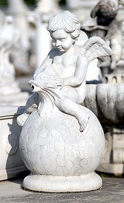 ANGELO ANGIOLETTO IN CEMENTO MARMO PIETRA PUTTO CHIATTONE - Outlet Del  Giardino